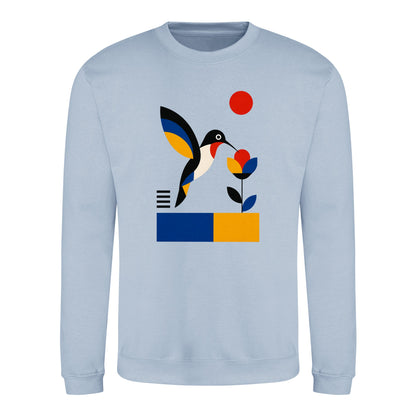 Hummingbird Bloom Adult Sweatshirt - Modern Menagerie Sky Blue colour variant image