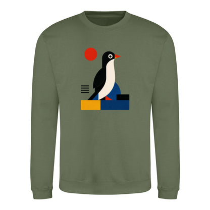 Penguin Profile Adult Sweatshirt - Modern Menagerie Earthy Green colour variant image
