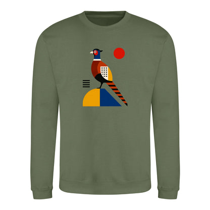 Pheasant in Form Adult Sweatshirt - Modern Menagerie Earthy Green colour variant image