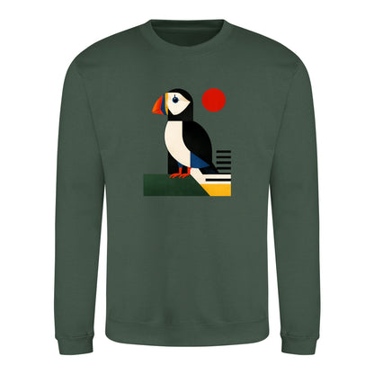 Puffin Perch Adult Sweatshirt - Modern Menagerie Bottle Green colour variant image