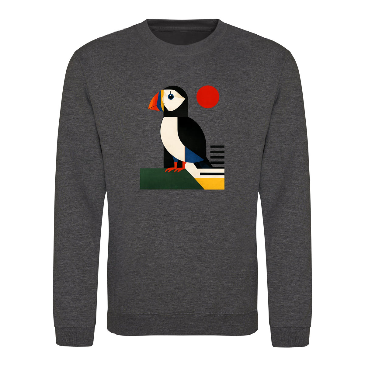 Puffin Perch Adult Sweatshirt - Modern Menagerie Charcoal colour variant image