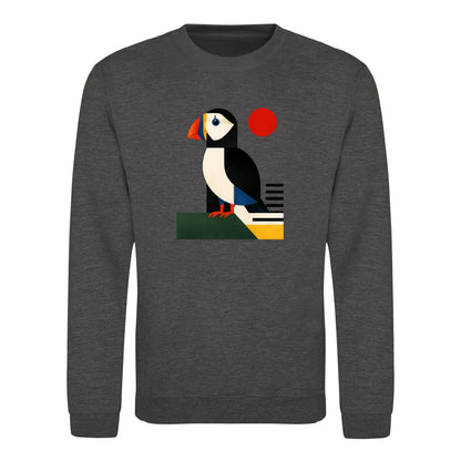 Puffin Perch Adult Sweatshirt - Modern Menagerie Charcoal colour variant image