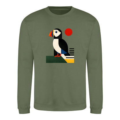 Puffin Perch Adult Sweatshirt - Modern Menagerie Earthy Green colour variant image