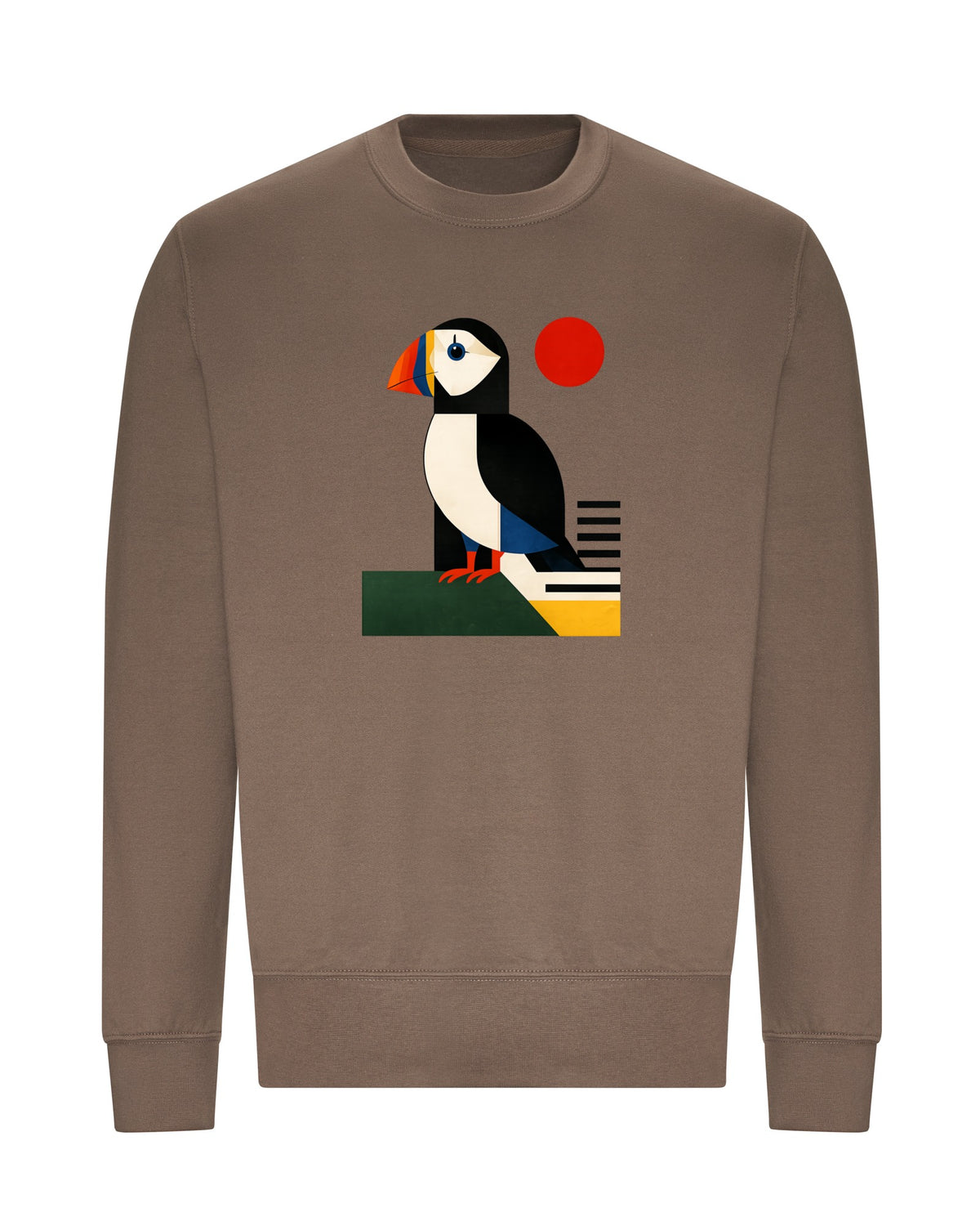Puffin Perch Adult Sweatshirt - Modern Menagerie Mocha Brown colour variant image