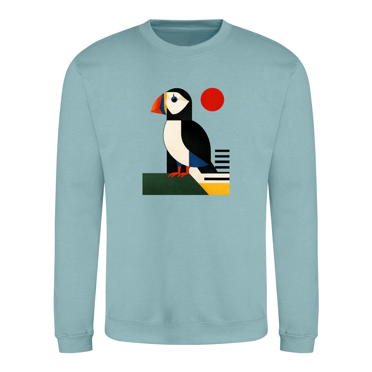 Puffin Perch Adult Sweatshirt - Modern Menagerie Seafoam colour variant image