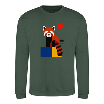 Red Panda Poise Adult Sweatshirt - Modern Menagerie Bottle Green colour variant image