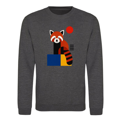 Red Panda Poise Adult Sweatshirt - Modern Menagerie Charcoal colour variant image