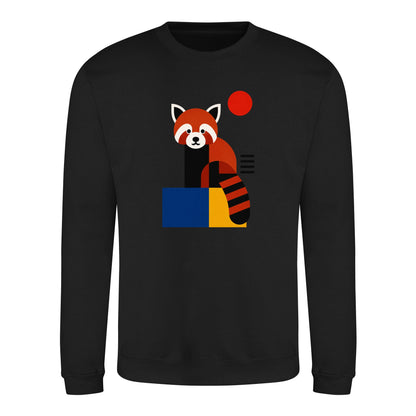 Red Panda Poise Adult Sweatshirt - Modern Menagerie Deep Black colour variant image