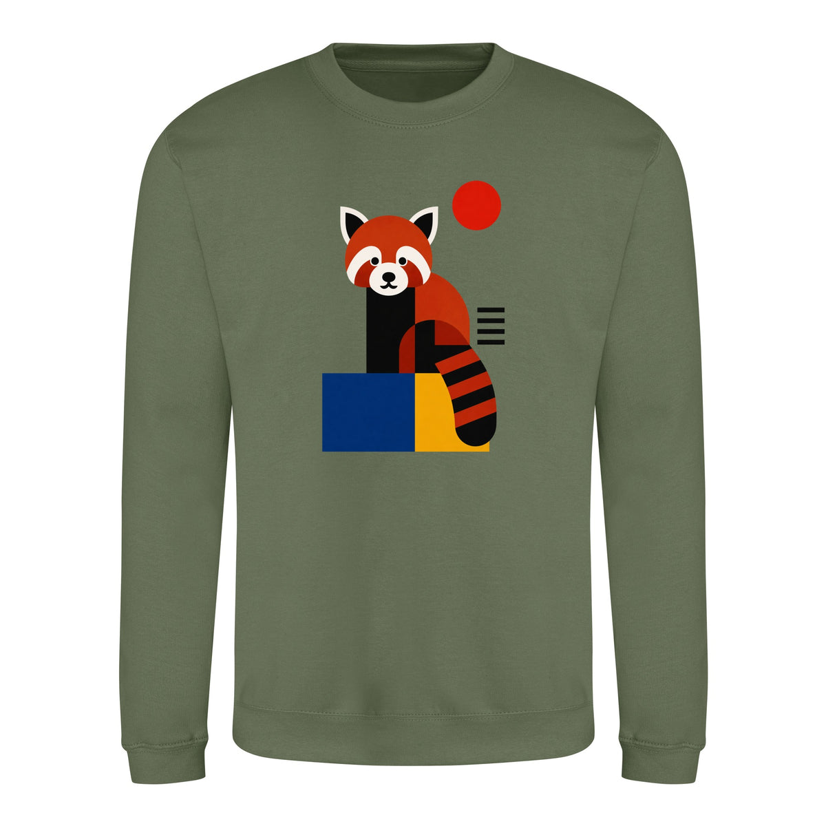 Red Panda Poise Adult Sweatshirt - Modern Menagerie Earthy Green colour variant image