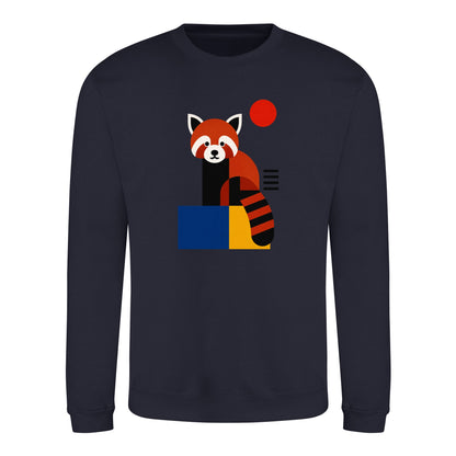 Red Panda Poise Adult Sweatshirt - Modern Menagerie French Navy colour variant image