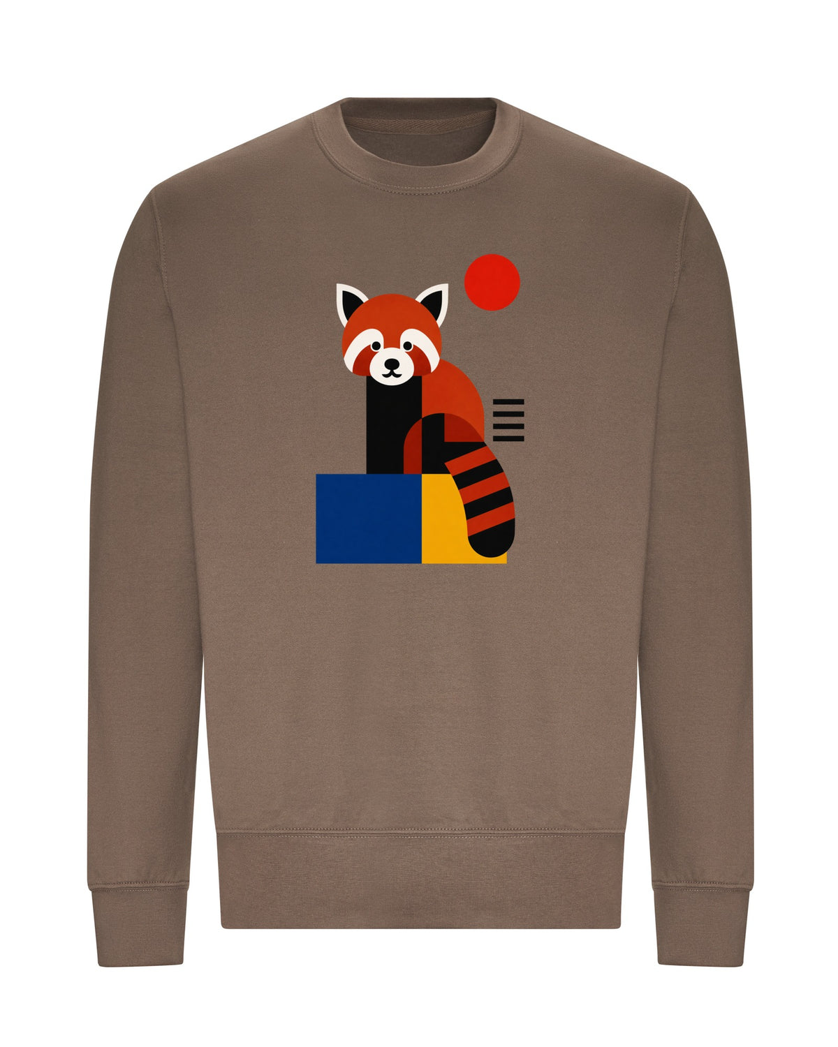 Red Panda Poise Adult Sweatshirt - Modern Menagerie Mocha Brown colour variant image