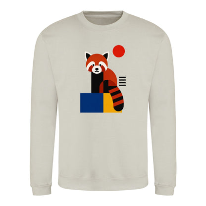 Red Panda Poise Adult Sweatshirt - Modern Menagerie Natural Stone colour variant image
