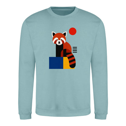 Red Panda Poise Adult Sweatshirt - Modern Menagerie Seafoam colour variant image