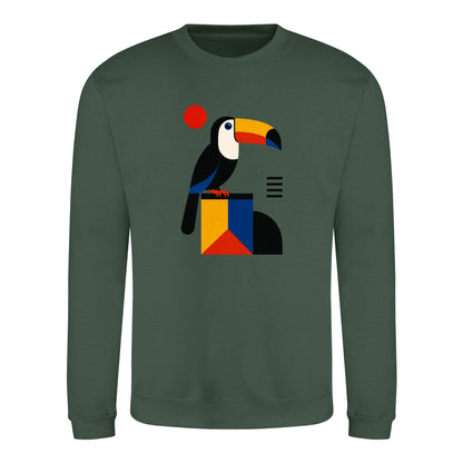 Toucan Tower Adult Sweatshirt - Modern Menagerie Bottle Green colour variant image