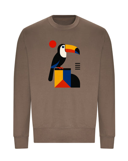 Toucan Tower Adult Sweatshirt - Modern Menagerie Mocha Brown colour variant image