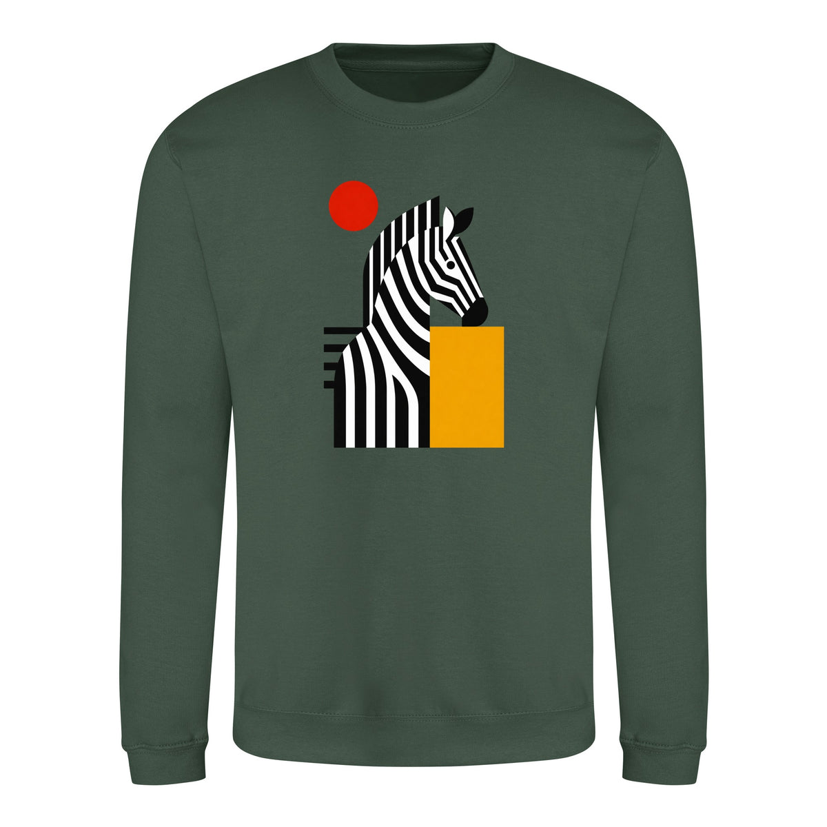 Zebra Rhythm Adult Sweatshirt - Modern Menagerie Bottle Green colour variant image