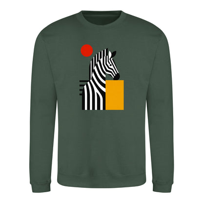 Zebra Rhythm Adult Sweatshirt - Modern Menagerie Bottle Green colour variant image