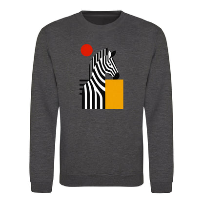 Zebra Rhythm Adult Sweatshirt - Modern Menagerie Charcoal colour variant image