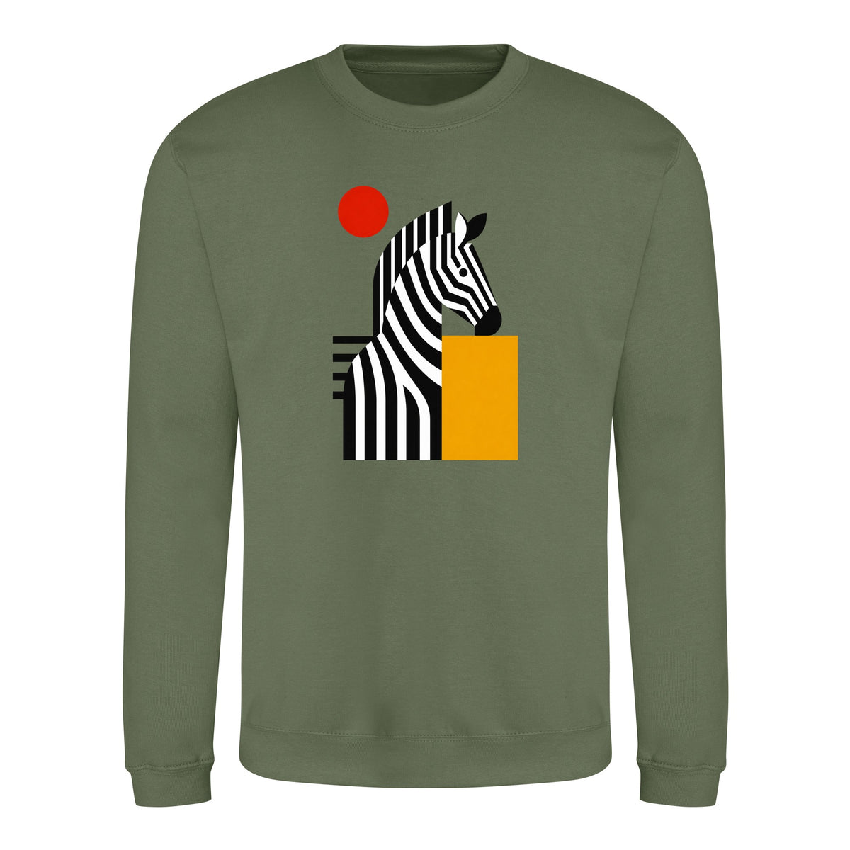 Zebra Rhythm Adult Sweatshirt - Modern Menagerie Earthy Green colour variant image