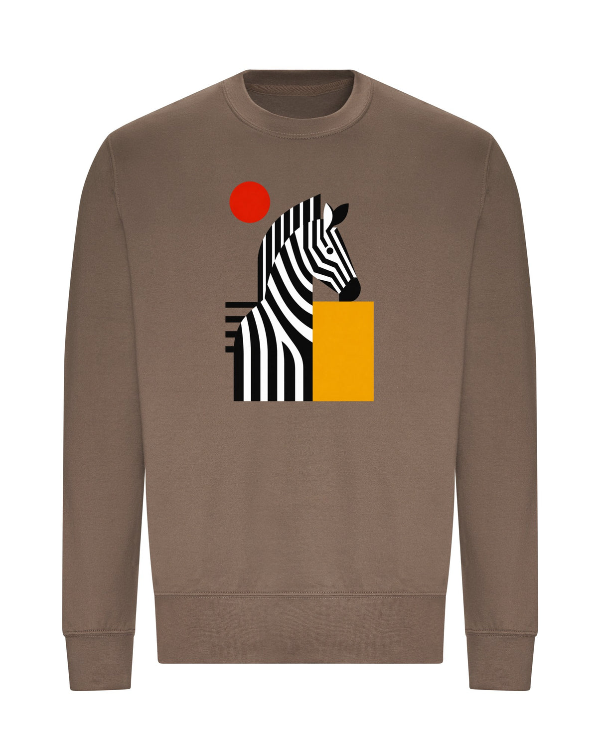 Zebra Rhythm Adult Sweatshirt - Modern Menagerie Mocha Brown colour variant image