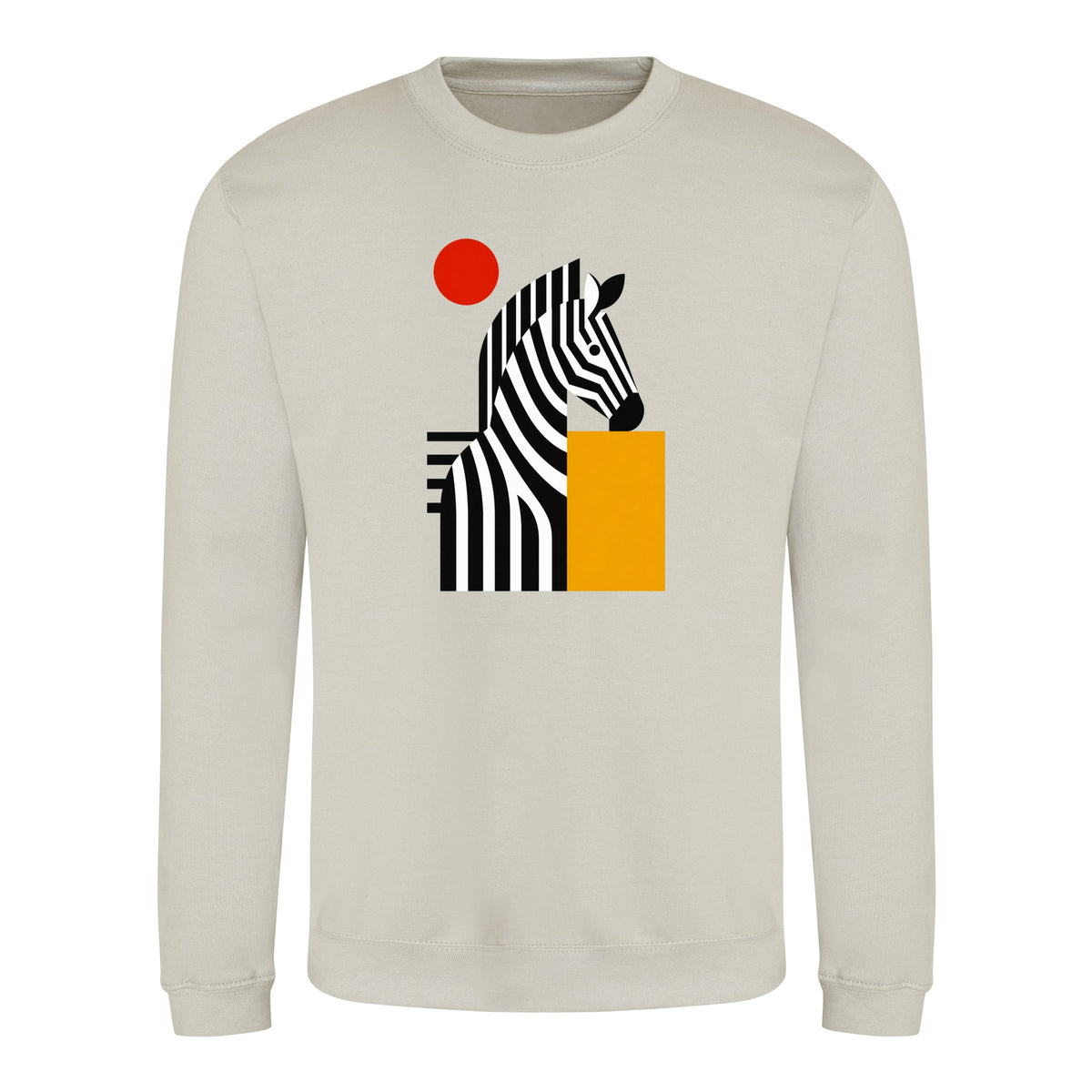Zebra Rhythm Adult Sweatshirt - Modern Menagerie Natural Stone colour variant image