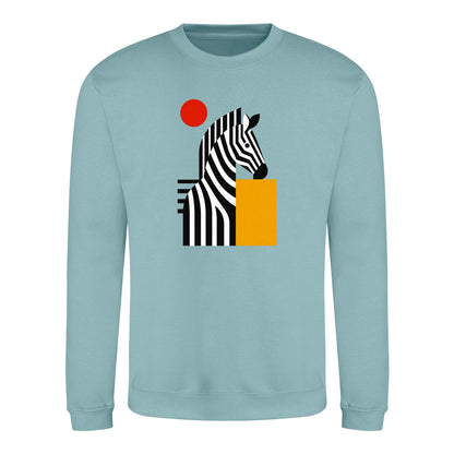 Zebra Rhythm Adult Sweatshirt - Modern Menagerie Seafoam colour variant image