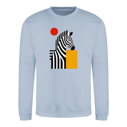 Zebra Rhythm Adult Sweatshirt - Modern Menagerie Sky Blue colour variant image