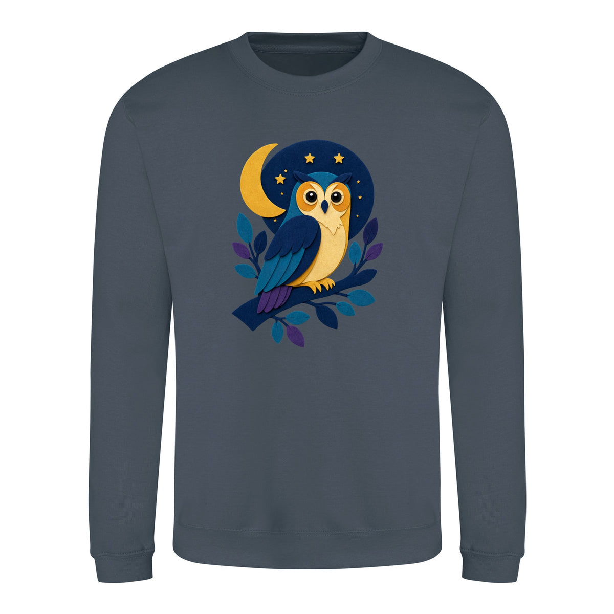 Owl in the Moonlight Adult Sweatshirt - Felt & Fauna Airforce Blue colour variant image