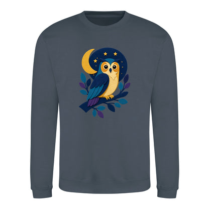 Owl in the Moonlight Adult Sweatshirt - Felt & Fauna Airforce Blue colour variant image