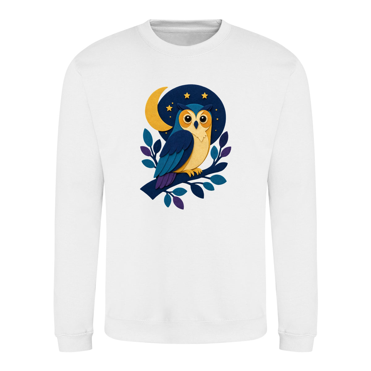 Owl in the Moonlight Adult Sweatshirt - Felt & Fauna Arctic White colour variant image