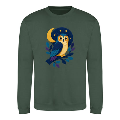 Owl in the Moonlight Adult Sweatshirt - Felt & Fauna Bottle Green colour variant image