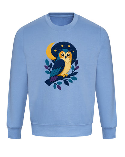 Owl in the Moonlight Adult Sweatshirt - Felt & Fauna Cornflower Blue colour variant image