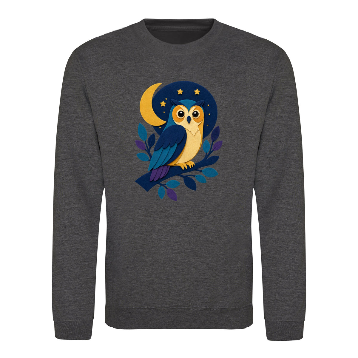 Owl in the Moonlight Adult Sweatshirt - Felt & Fauna Charcoal colour variant image