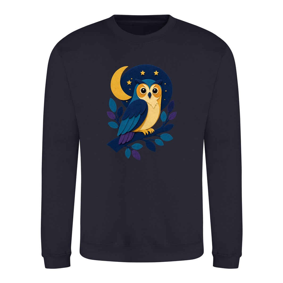 Owl in the Moonlight Adult Sweatshirt - Felt & Fauna French Navy colour variant image