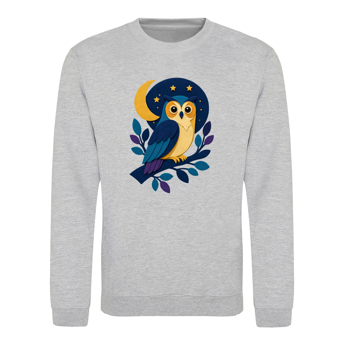Owl in the Moonlight Adult Sweatshirt - Felt & Fauna Heather Grey colour variant image