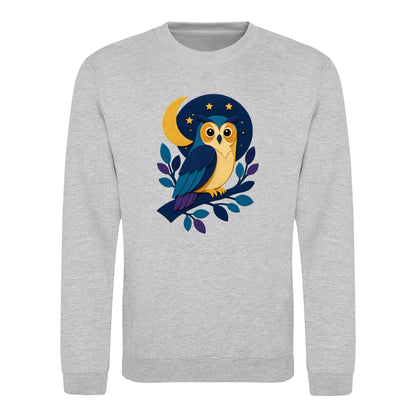 Owl in the Moonlight Adult Sweatshirt - Felt & Fauna Heather Grey colour variant image