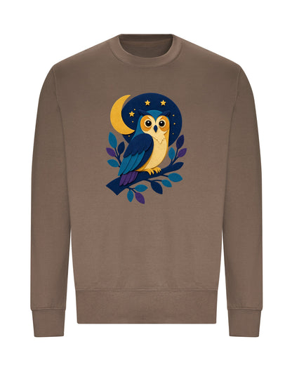 Owl in the Moonlight Adult Sweatshirt - Felt & Fauna Mocha Brown colour variant image
