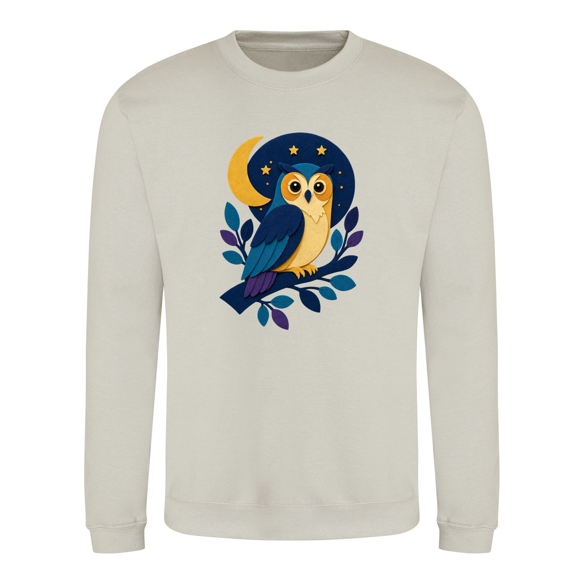 Owl in the Moonlight Adult Sweatshirt - Felt & Fauna Natural Stone colour variant image