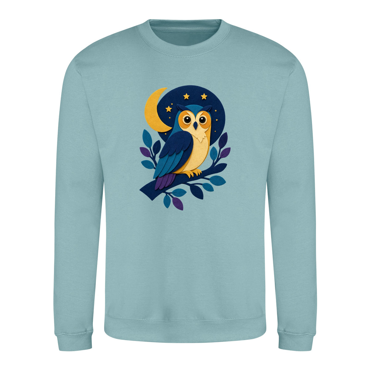 Owl in the Moonlight Adult Sweatshirt - Felt & Fauna Seafoam colour variant image