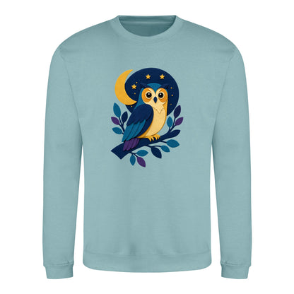 Owl in the Moonlight Adult Sweatshirt - Felt & Fauna Seafoam colour variant image