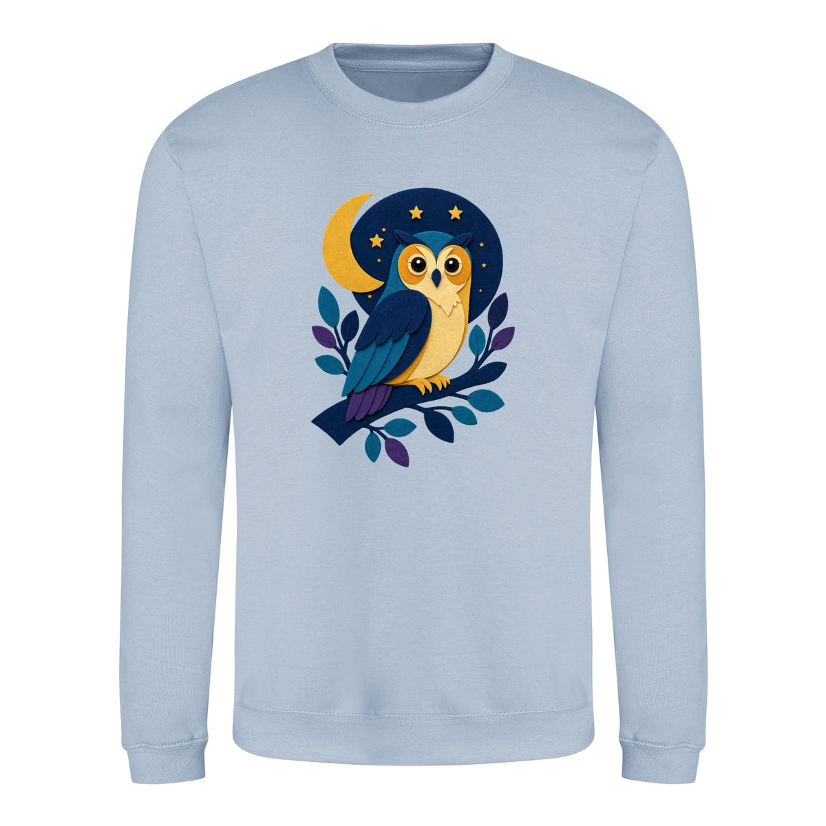 Owl in the Moonlight Adult Sweatshirt - Felt & Fauna Sky Blue colour variant image