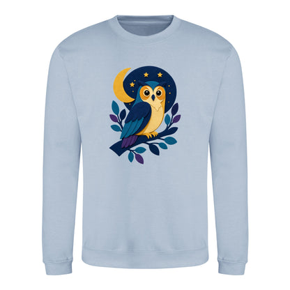 Owl in the Moonlight Adult Sweatshirt - Felt & Fauna Sky Blue colour variant image