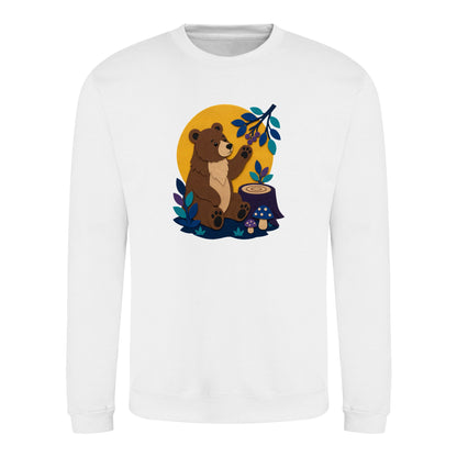 Bear's Woodland Wave Adult Sweatshirt - Felt & Fauna Arctic White colour variant image