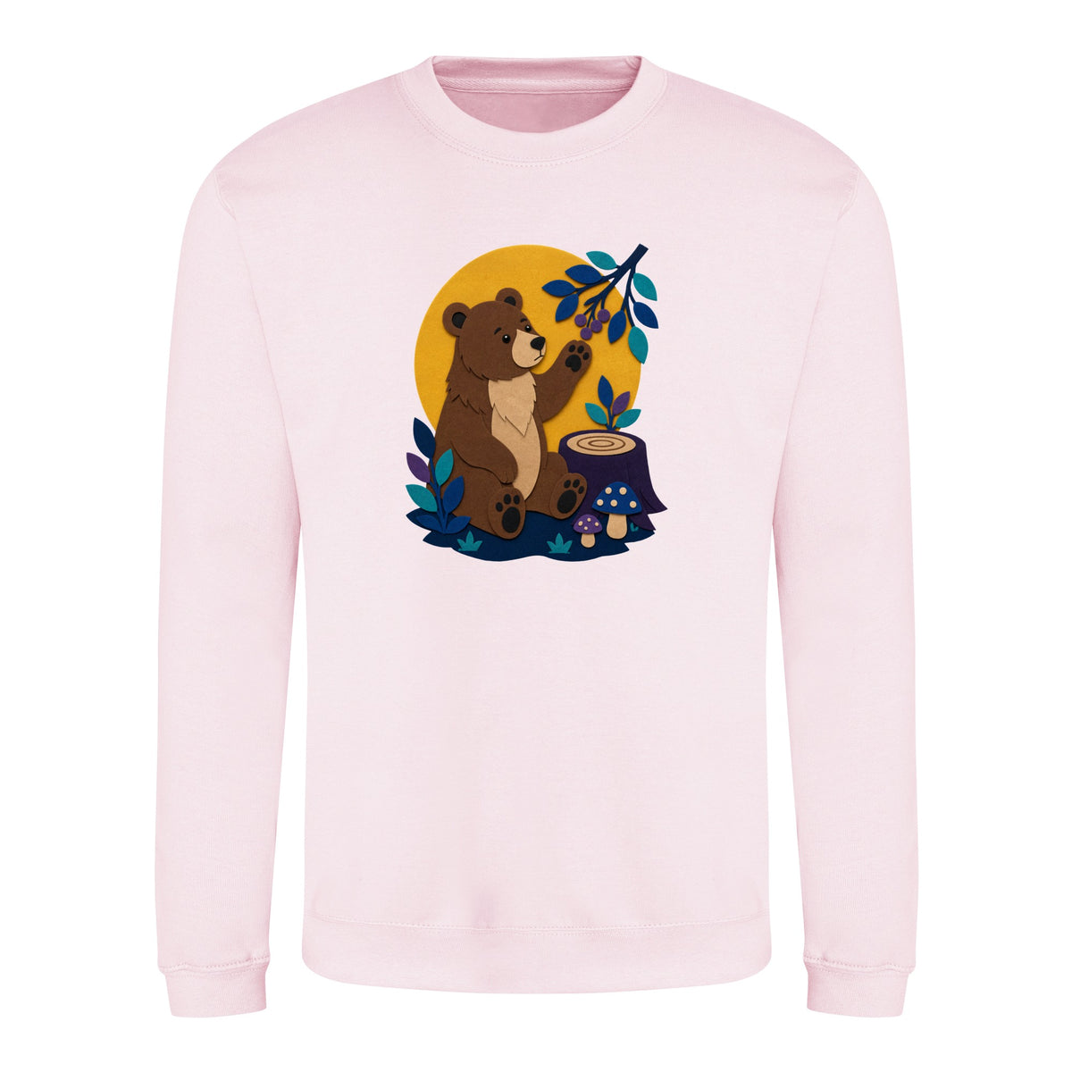 Bear's Woodland Wave Adult Sweatshirt - Felt & Fauna Baby Pink colour variant image