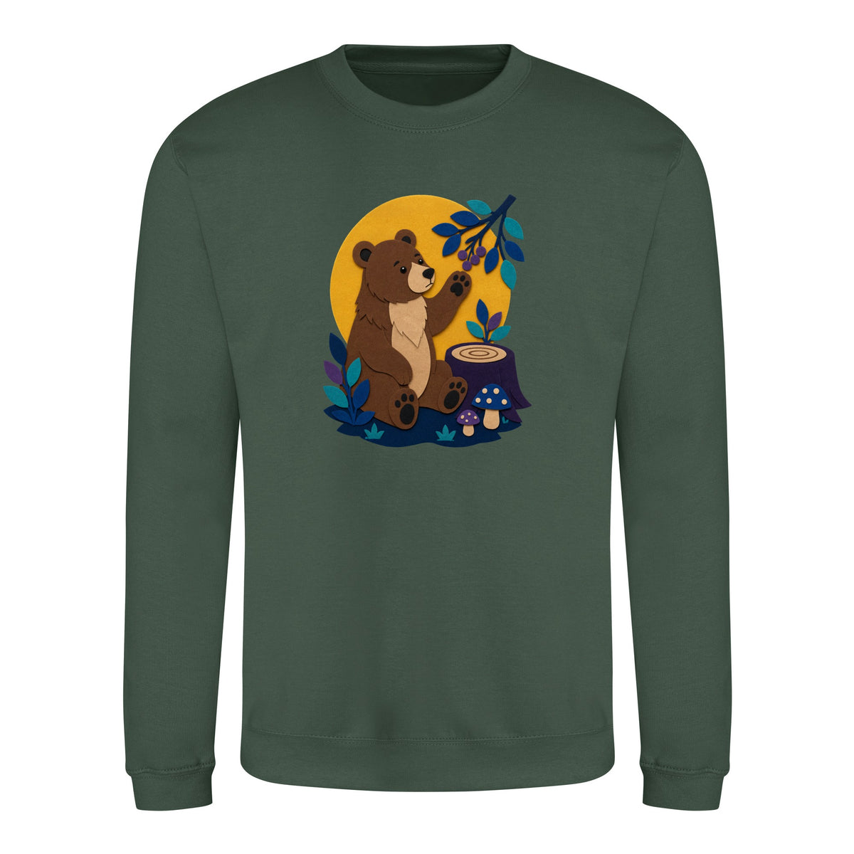 Bear's Woodland Wave Adult Sweatshirt - Felt & Fauna Bottle Green colour variant image