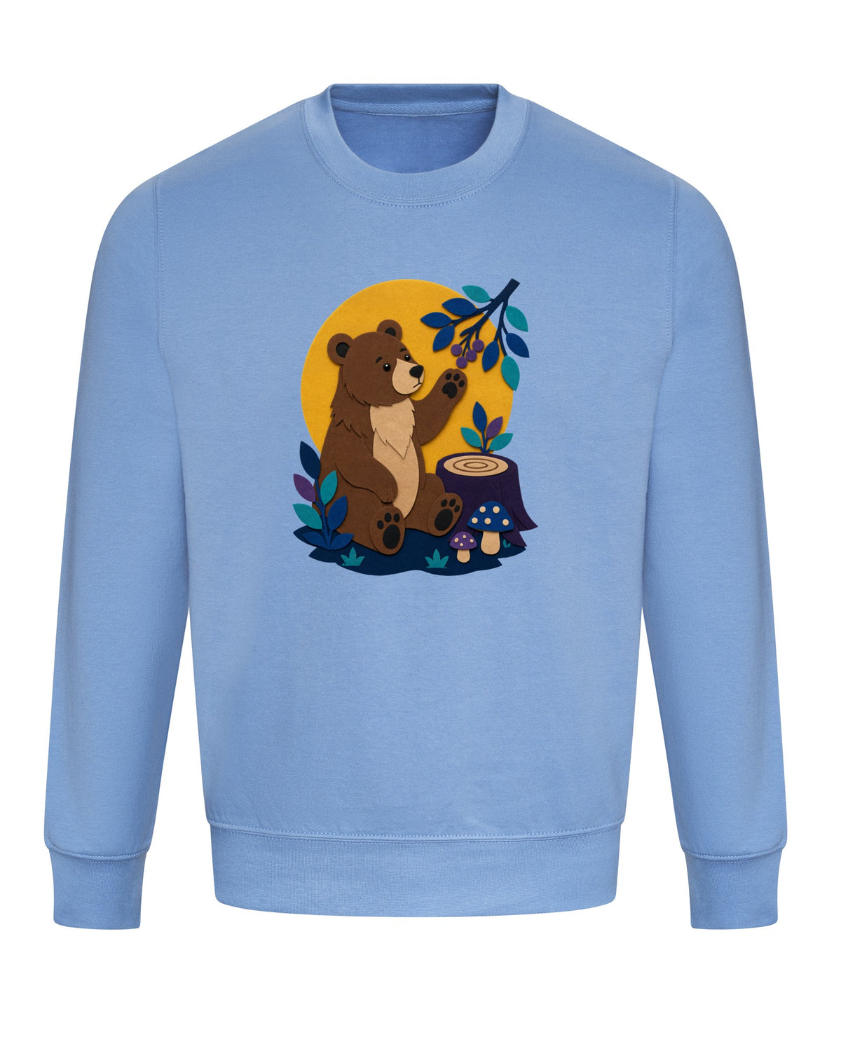 Bear's Woodland Wave Adult Sweatshirt - Felt & Fauna Cornflower Blue colour variant image