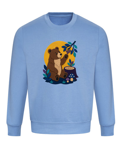 Bear's Woodland Wave Adult Sweatshirt - Felt & Fauna Cornflower Blue colour variant image