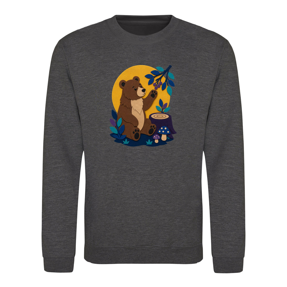Bear's Woodland Wave Adult Sweatshirt - Felt & Fauna Charcoal colour variant image