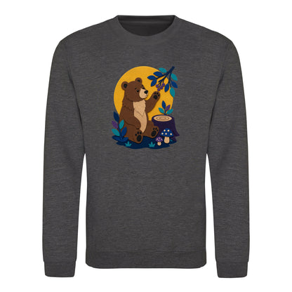 Bear's Woodland Wave Adult Sweatshirt - Felt & Fauna Charcoal colour variant image