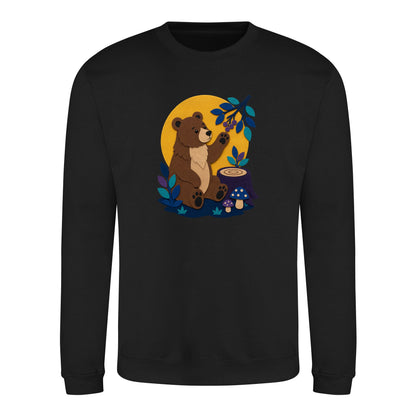Bear's Woodland Wave Adult Sweatshirt - Felt & Fauna Deep Black colour variant image